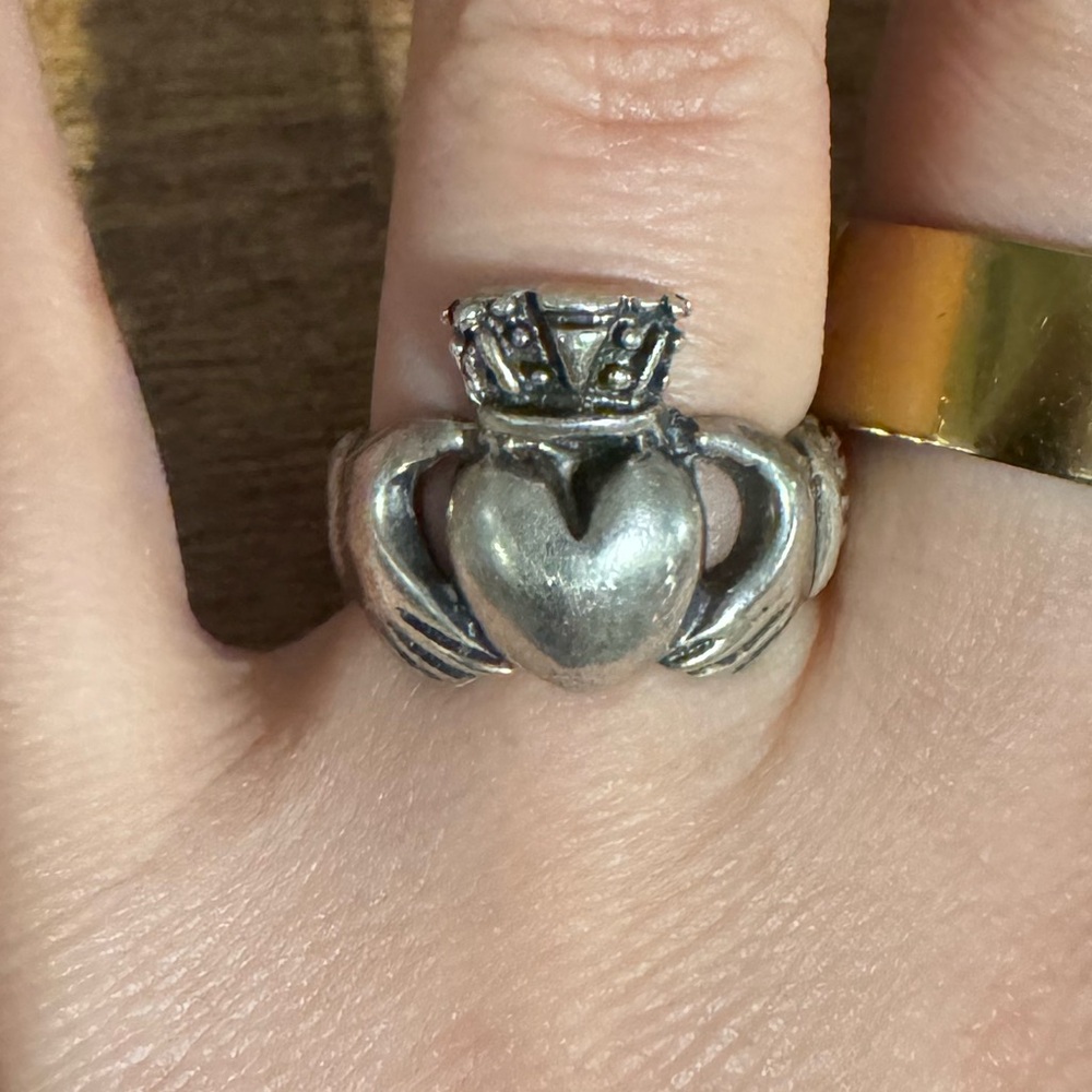 Silver Heart Claddagh Ring